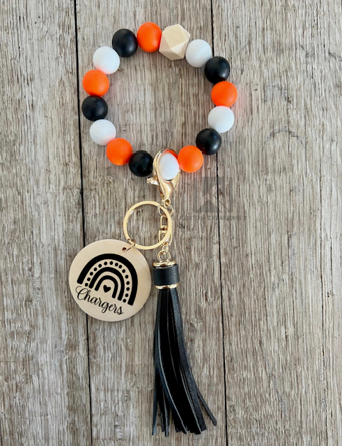 Orange Black and White Wristlet