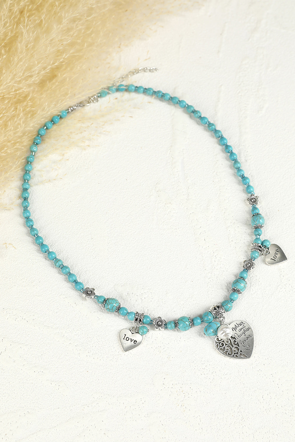 Turquoise Love Heart Pendant Beading Necklace