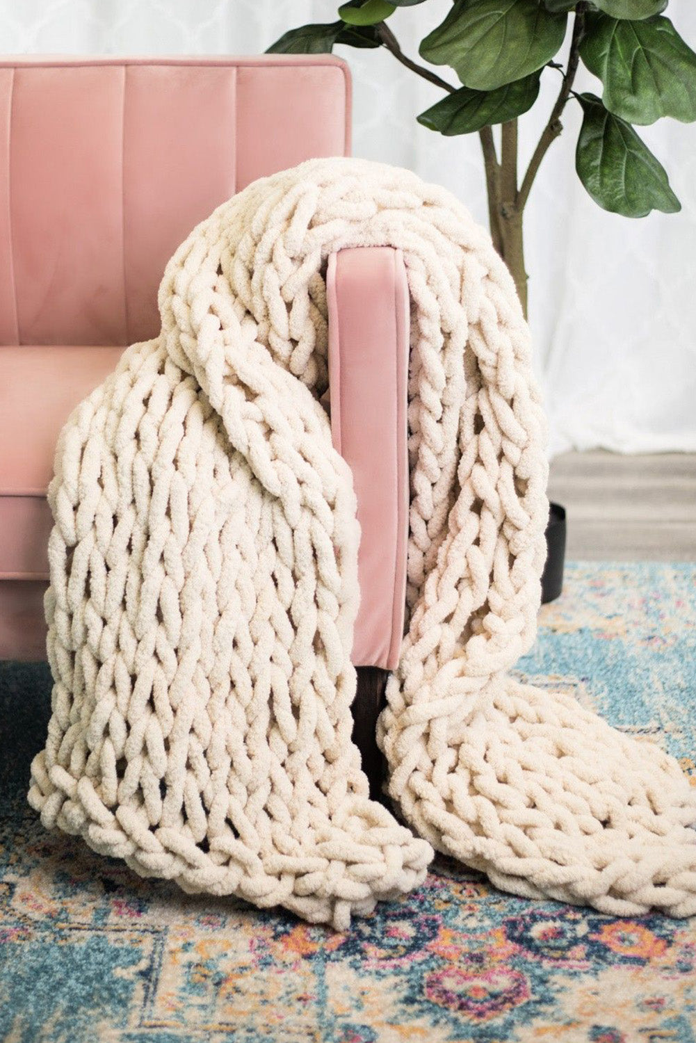 Chunky Knit Large Throw Blanket 50*50cm