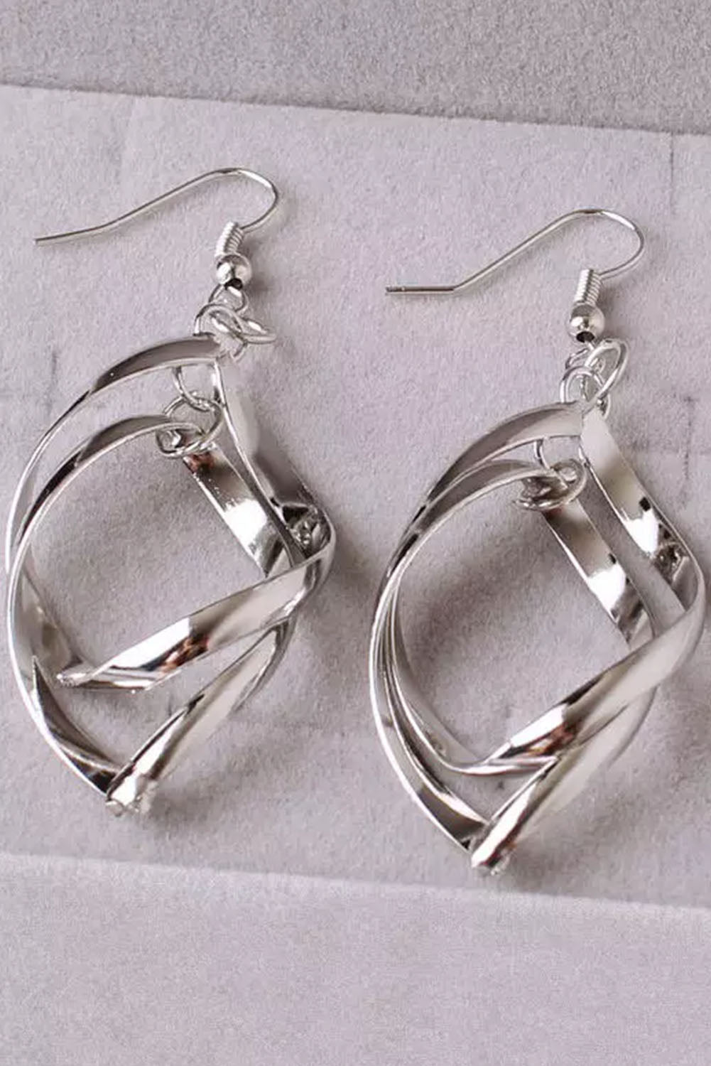 Double Spirals Rhombus Alloy Earrings