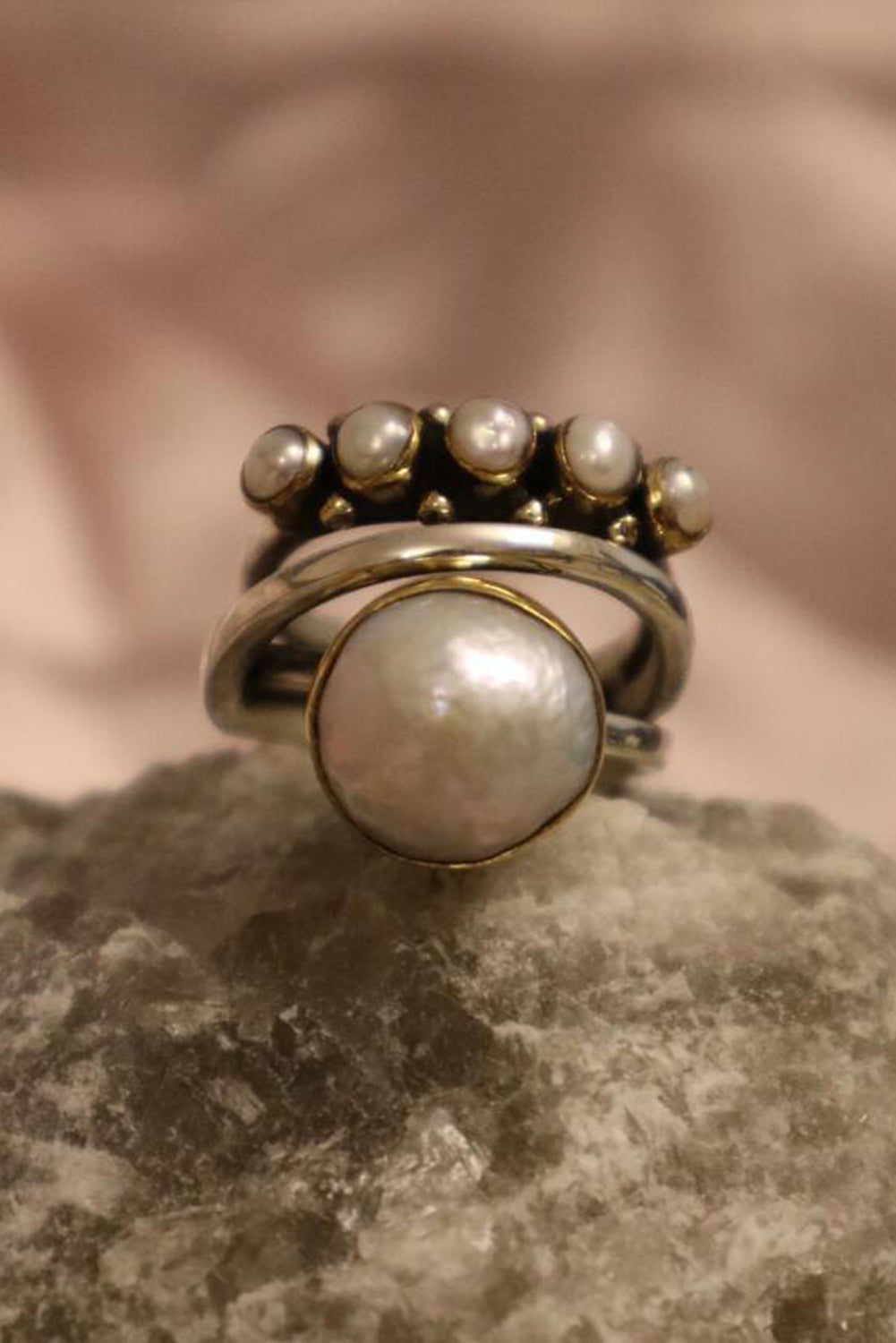Vintage Pearl Inlay Opening Ring