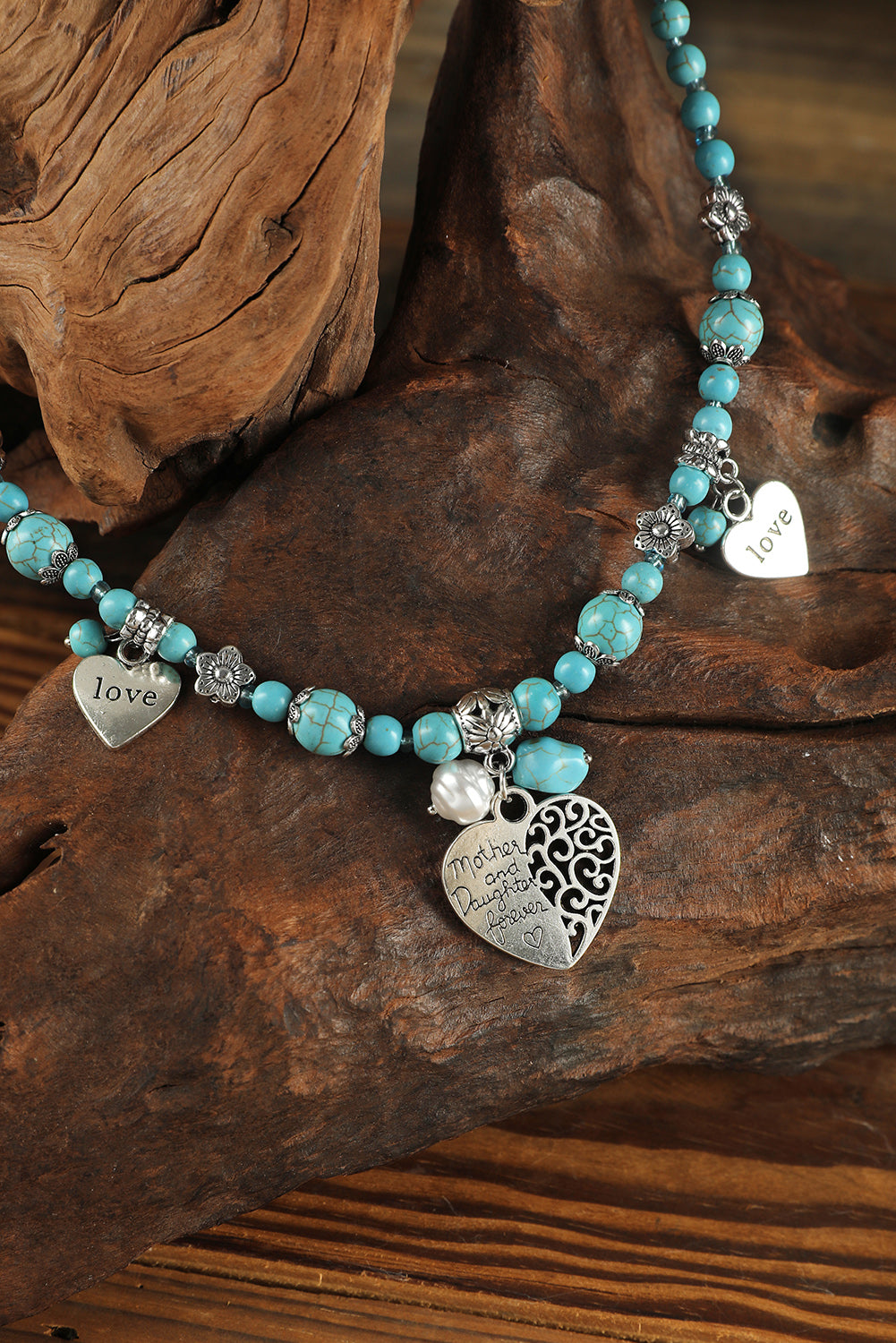 Turquoise Love Heart Pendant Beading Necklace